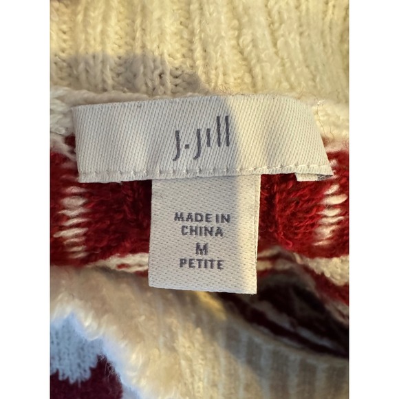 J Jill Sweater Women Medium Petite Black‎ Ivory Fair Isle Nordic Knit Mock Neck - Picture 12 of 12
